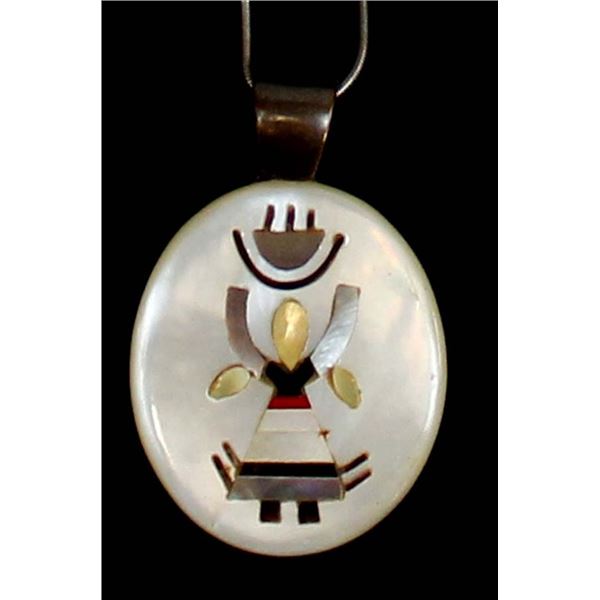 Vintage Native American Inlay Pendant Necklace