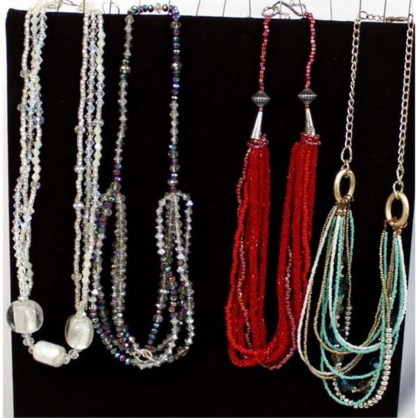 4 Handbeaded Necklaces by Kills Thunder