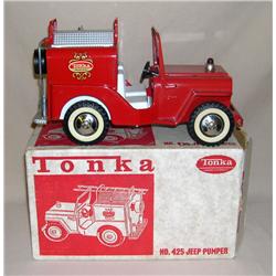 1963 Tonka #424 Fire Jeep Pumper Truck in Original Box