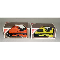 (2) Tiny- Tonka Bulldozers--Yellow 1974 & Orange 1976