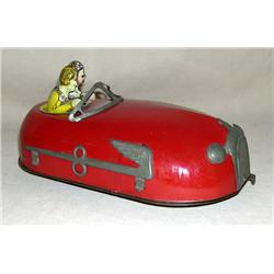 Tin-Litho Windup Car w/ 2-riders