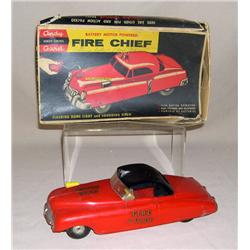 Saunders Fire Chief Plastic Friction Car w/ Andy Guard Box