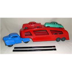 Structo? Pressed Steel Car Hauler w/ 2 vehicles