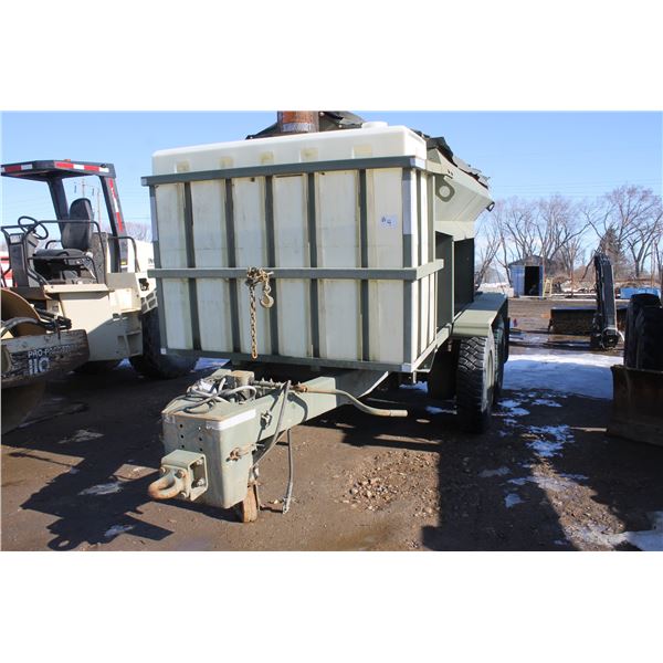 London Tandem Axle Pintle Hitch Army Trailer c/w 11' Sanding Spreader Box, Ground Drive, Heavy duty 