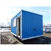 Image 1 : Blue Portable Washroom, Skid Unit, Approx. 10 1/2' x 16 1/2' c/w Contents, Fire Extinguiser, Hose, S