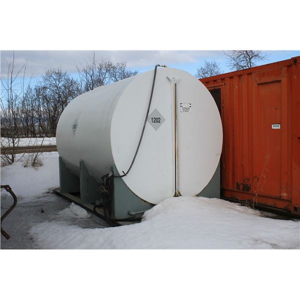 Approx 4000 Gal., Single Wall, Fuel Tank, 8' x 10' long, #1202 c/w Pump (Skid Mtd.)