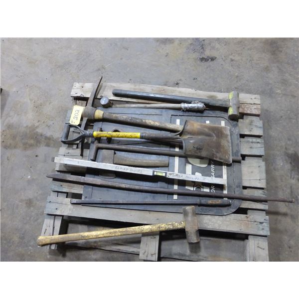 Shovel, Pick-Axe, Level and Sledge Hammers