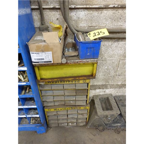 Qty of Various Lug Nuts, Bushings and Fittings c/w 2 Small Cabinets