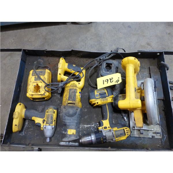 Various DeWalt Tools, Impact Driver, Drill, Saw and Qty of Chargers