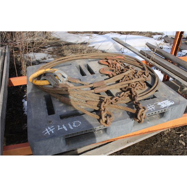 Pallet c/w Cable, Chain Sling