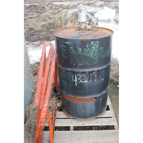 Barrel c/w Pump and 3- Sign Stands