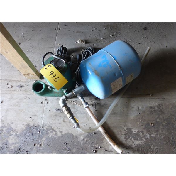 Sump Pump and Blue Tank