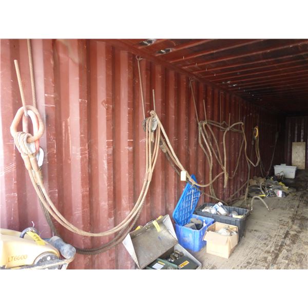 Qty of Cable and Slings on South Wall in Seacan