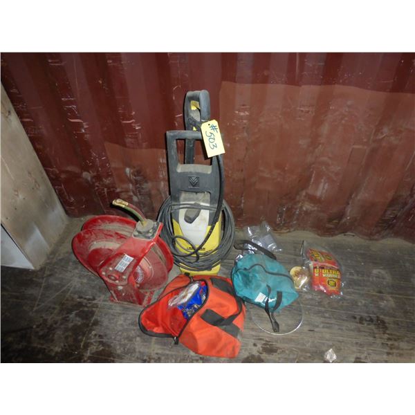 Cutting Torch, Hoses c/w Reel, Washer and Misc.