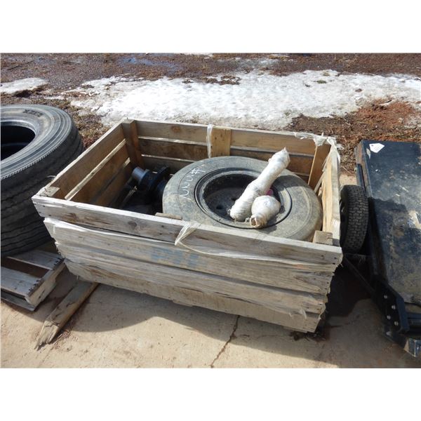 Crate of Solid Tires, Hubs and Parts