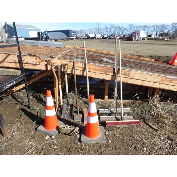 Shovels, Brooms, Strap and 2 Pylons