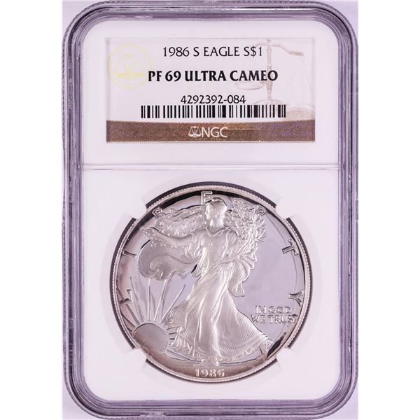 1986-S $1 Proof American Silver Eagle Coin NGC PF69 Ultra Cameo
