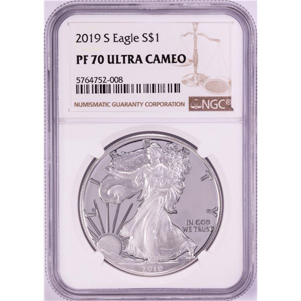 2019-S $1 Proof American Silver Eagle Coin NGC PF70 Ultra Cameo