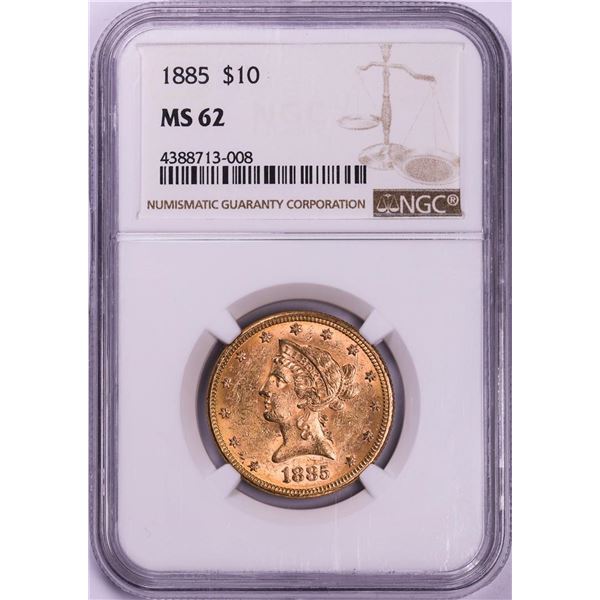 1885 $10 Liberty Head Eagle Gold Coin NGC MS62