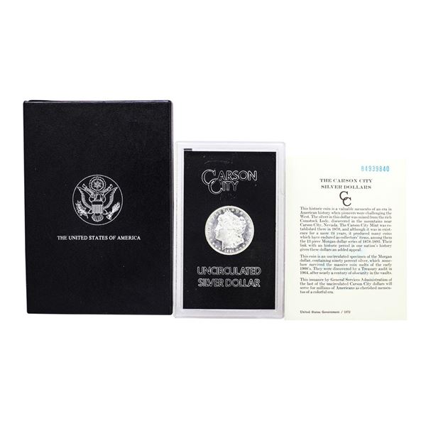 1884-CC $1 Morgan Silver Dollar Coin GSA Hoard Uncirculated w/Box & COA