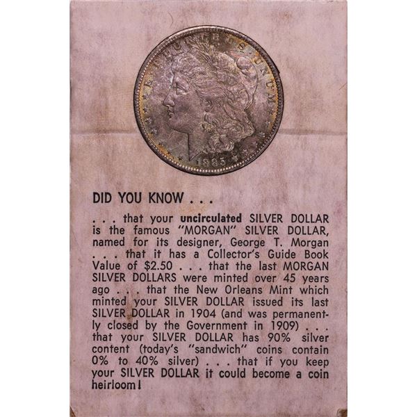 Tidy House Holder 1885-O $1 Morgan Silver Dollar Coin w/ Nice Toning