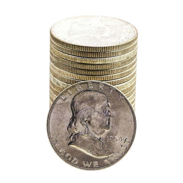Roll of (20) Brilliant Uncirculated 1954-D Franklin Half Dollar Coins