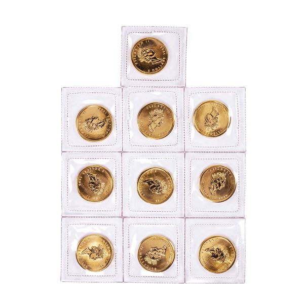 Lot of (10) Sealed 1999 Canadian $5 Maple Leaf Gold Coins