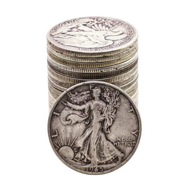 Roll of (20) Assorted Date Walking Liberty Half Dollar Coins Circulated