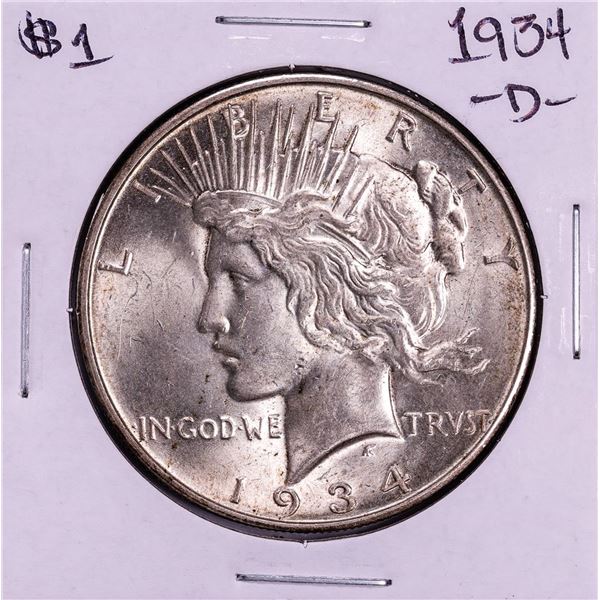 1934-D $1 Peace Silver Dollar Coin
