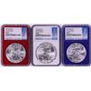 Image 1 : Lot of 2021 Type 1 $1 American Silver Eagle Coins NGC MS69 FDOI Red/White/Blue Core