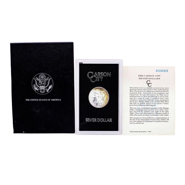 1884-CC $1 Morgan Silver Dollar Coin GSA Hoard Uncirculated w/Box & COA Nice Toning