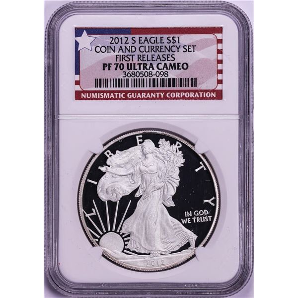2012-S $1 Proof American Silver Eagle Coin NGC PF70 Ultra Cameo First Releases