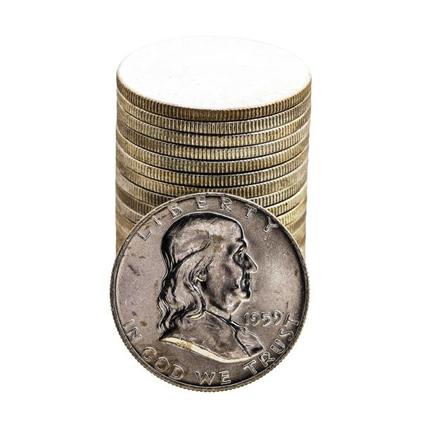 Roll of (20) Brilliant Uncirculated 1959 Franklin Half Dollar Coins