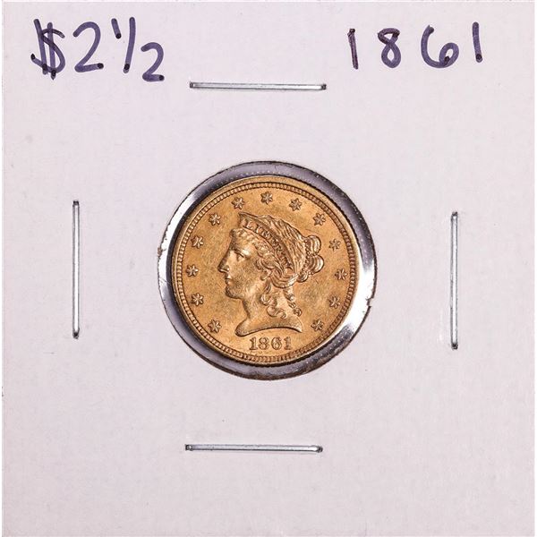 1861 New Reverse $2 1/2 Liberty Head Quarter Eagle Gold Coin