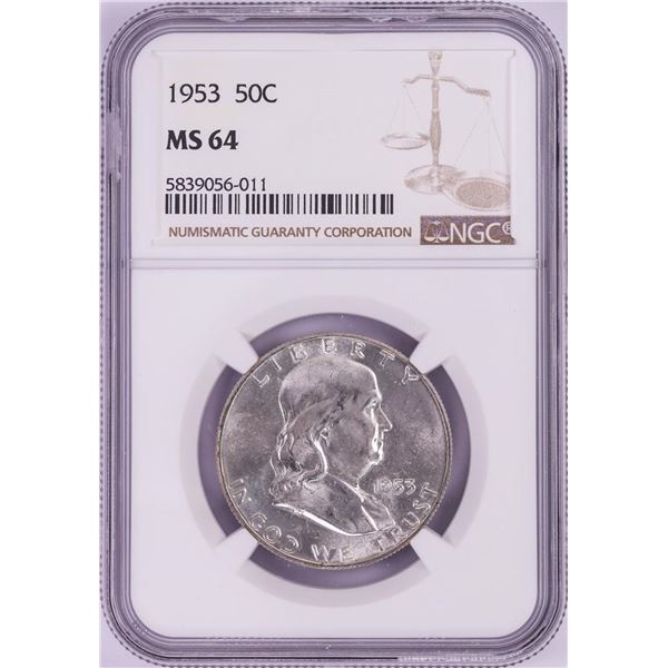 1953 Franklin Half Dollar Coin NGC MS64