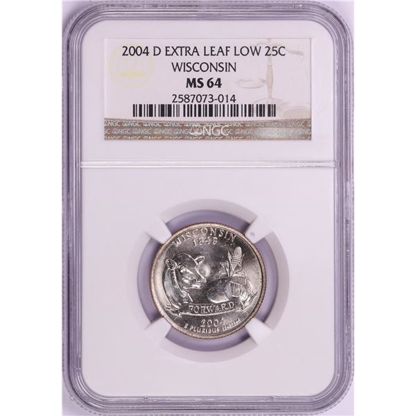 2004-D Wisconsin Extra Leaf Low Quarter Coin NGC MS64