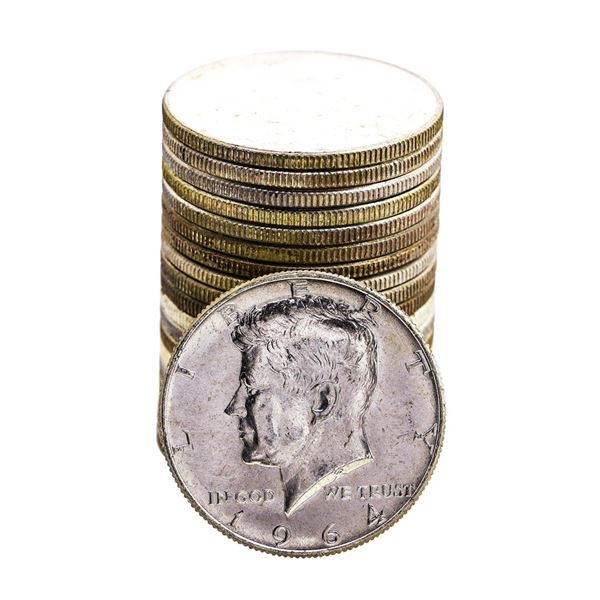 Roll of (20) Brilliant Uncirculated 1964 Kennedy Half Dollar Coins
