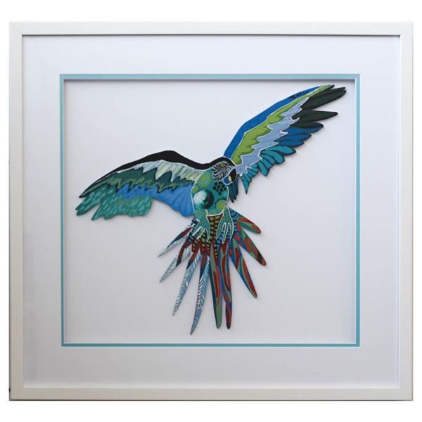 Govezensky Original "Macaw Xi" Original Mixed Media On Metal