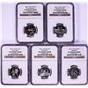 Image 1 : Set of (5) 2001-S Silver Proof State Quarter Coins NGC PF69 Ultra Cameo