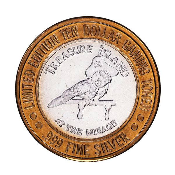.999 Silver Treasure Island Las Vegas, Nevada $10 Casino Limited Edition Gaming Token
