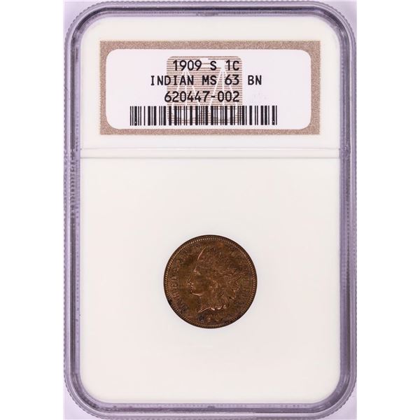 1909-S Indian Head Cent Coin NGC MS63BN