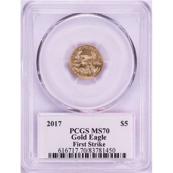 2017 $5 American Gold Eagle Coin PCGS MS70 First Strike Trump Label