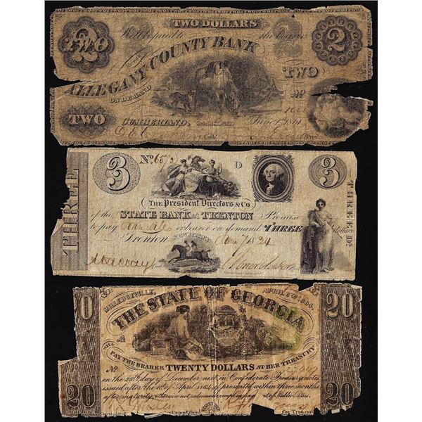 Lot of (3) Miscellaneous Obsolete Currency Notes