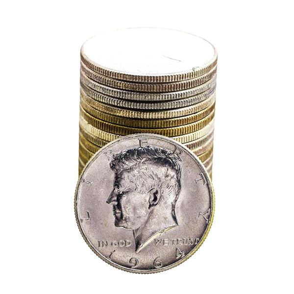Roll of (20) Brilliant Uncirculated 1964 Kennedy Half Dollar Coins