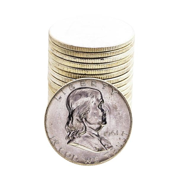 Roll of (20) Brilliant Uncirculated 1961 Franklin Half Dollar Coins