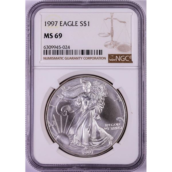 1997 $1 American Silver Eagle Coin NGC MS69