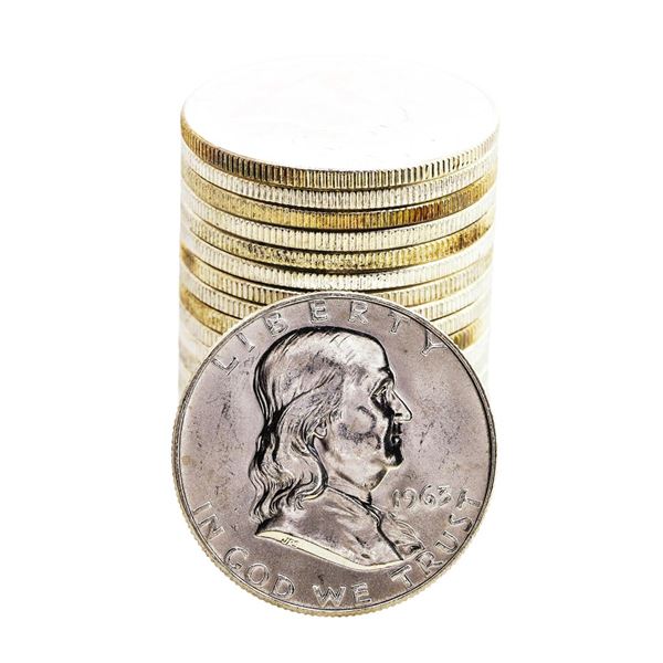 Roll of (20) Brilliant Uncirculated 1963-D Franklin Half Dollar Coins