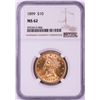 Image 1 : 1899 $10 Liberty Head Eagle Gold Coin NGC MS62