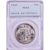 Image 1 : 1943 Walking Liberty Half Dollar Coin PCGS MS64 Green Rattler Holder