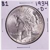 1934-D $1 Peace Silver Dollar Coin